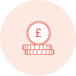icon of pound coins in orange representing affordability