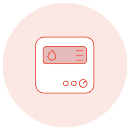 An icon in white and orange of our wunda smart thermostat