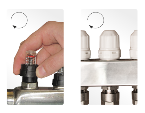 Wunda manifold flow meters and manual caps