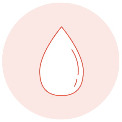 An icon of a water droplet for leak proof inside an orange circle