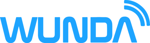 The Wunda Smart Logo, in our lovely shade of blue showing our connectivity
