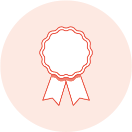 An Icon or a rosette ribbon for leading brands in orange