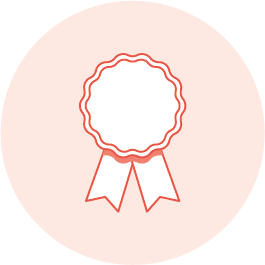 An Icon or a rosette ribbon for leading brands in orange