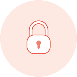 A circle icon of a padlock in a gradient of orange colours