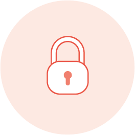 A circle icon of a padlock in a gradient of orange colours
