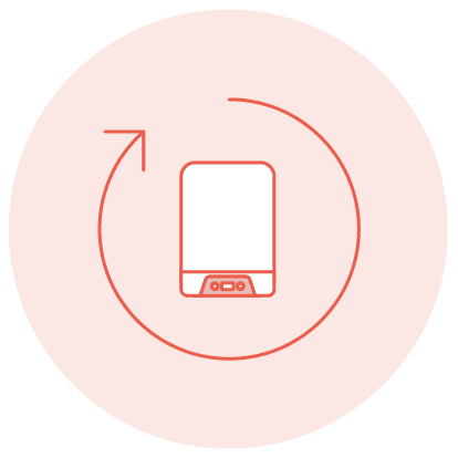 Circle icon of a boiler showing our system is Compatible with all boilers