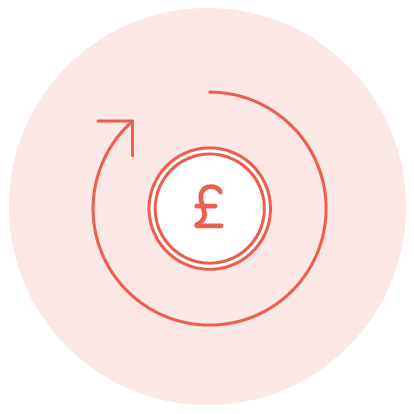 Orange icon of a pound coin which shows our system is cheap to run