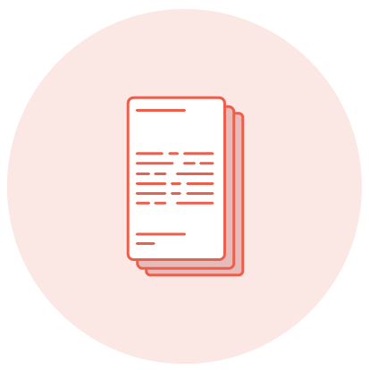 Icon of three documents or contracts stacked vertically in orange