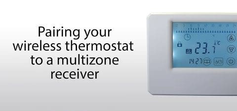 thumbnail for a video on pairing your wireless thermostat to multi zone receiver