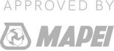 A small banner displaying approved by Mapei products, with their logo