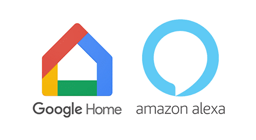 Google Home and Amazon Alexa logos for voice control compatibility